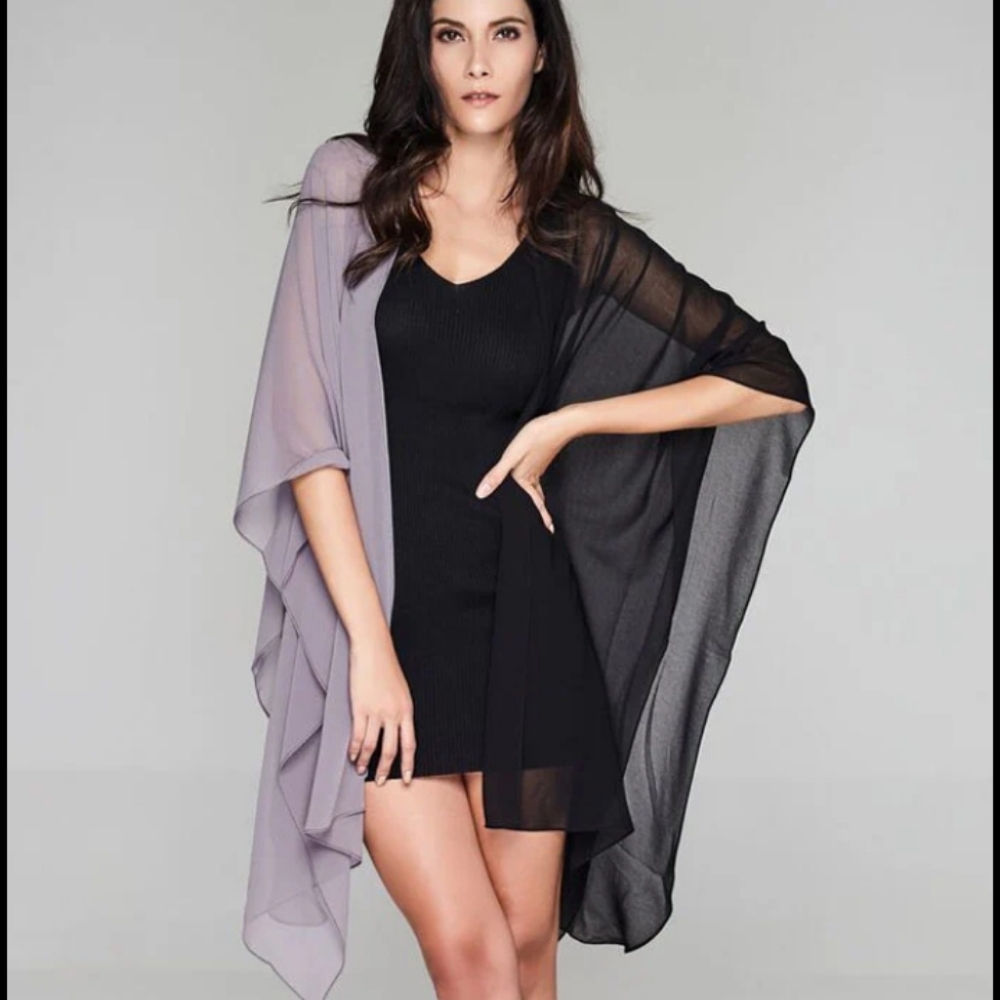 Elegant Black and Gray Cape Dress